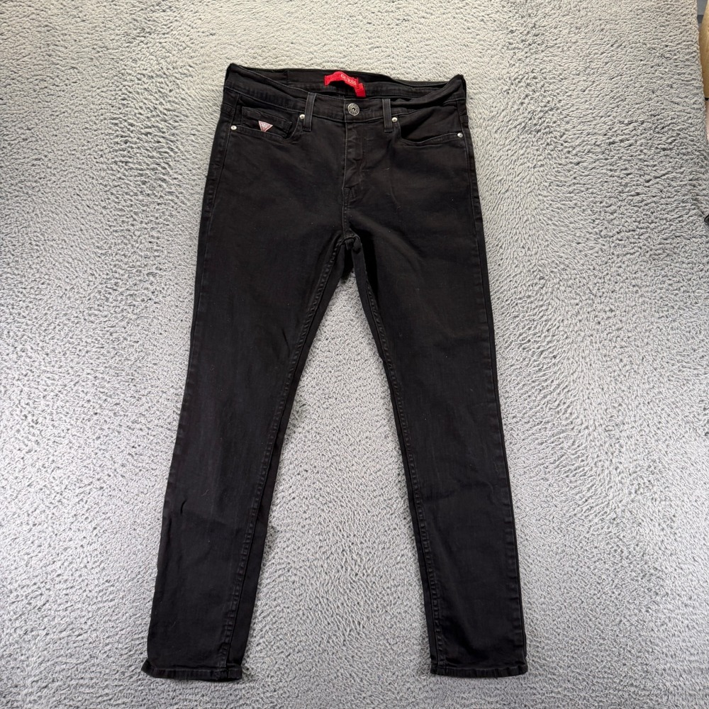 Guess Jeans Mens 32x30 Black Cotton Denim Skinny Leg Workwear Travel Stretch